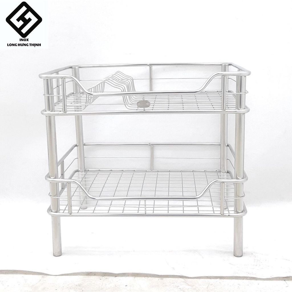 Kệ chén đĩa INOX cao cấp 2 tầng có sóng đĩa, kệ nhà bếp INOX sáng bóng, cứng cáp, chắc chắn.