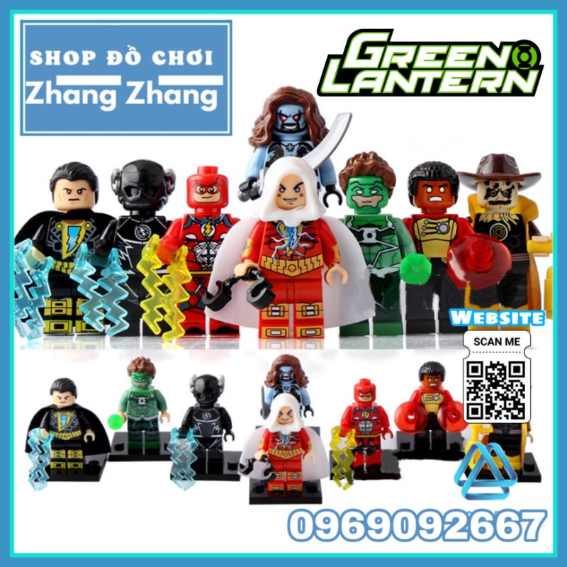 Đồ chơi Xếp hình Flash &amp; Shazam gồm Green Lantern Fire Storm - Black Adam - Lobo - Scarecrow Minifigures Xinh X0153