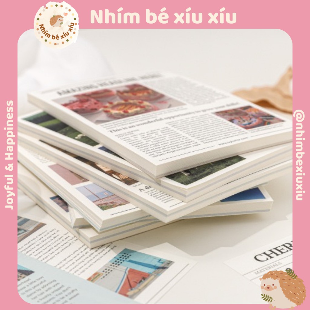 Set 50 tờ giấy báo retro vintage crafting paper giấy nền trang trí bullet journal VT306