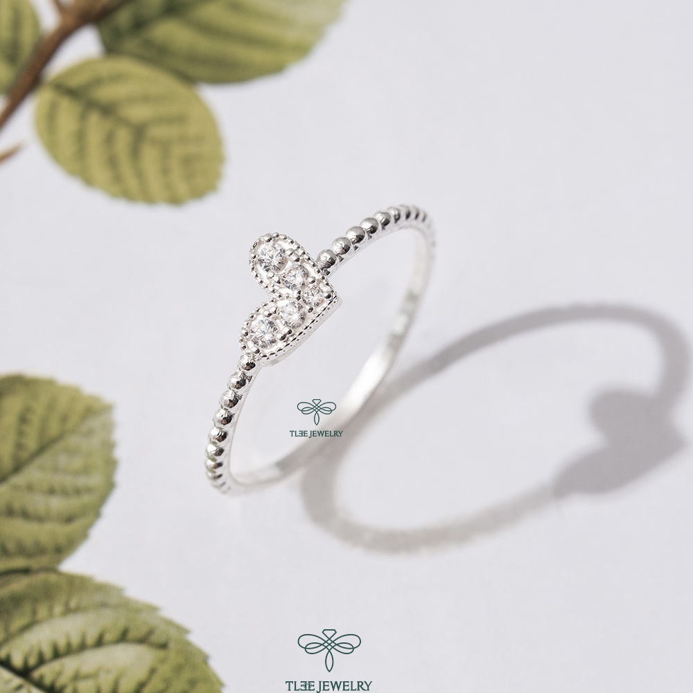 Nhẫn bạc nữ TLEE tim chéo nạm đá cao cấp TleeJewelry A0185