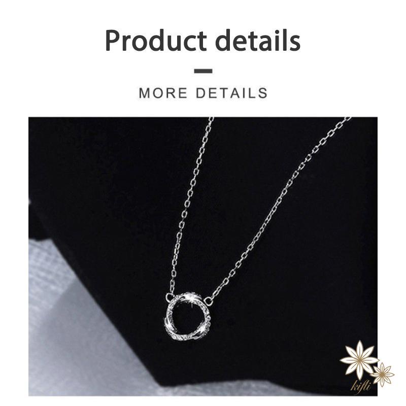 【kifli】Vòng cổ Mặt Tròn Mini Đính Đá Đơn Giản Phong Cách Hàn Quốc