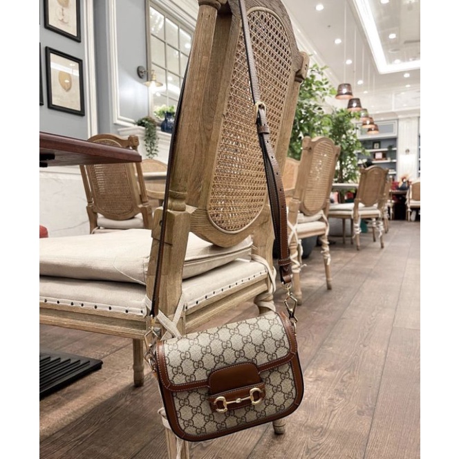 Túi đeo chéo nữ G.C Horsebit da thật bộ khóa chuẩn super bản mới nhất 2 quai box nam châm