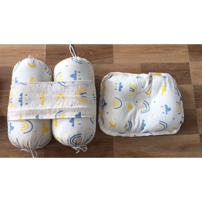 Bộ gối chặn em bé BABY BEE cao cấp, Bộ chẹn chống giật mình cho bé sơ sinh