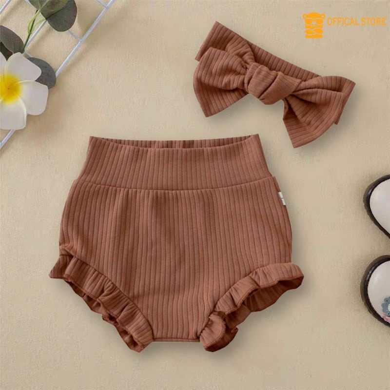 Quần Đùi Lotuka Vải Thun Cao Cấp Kèm Turban Xinh Xắn Cho Bé 3-12kg