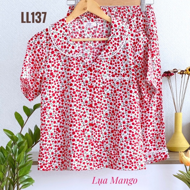 Đồ Bộ Nữ Mặc Nhà LUCKY Lửng Pijama Cổ Sen Xinh Xắn Vải Mềm Mát