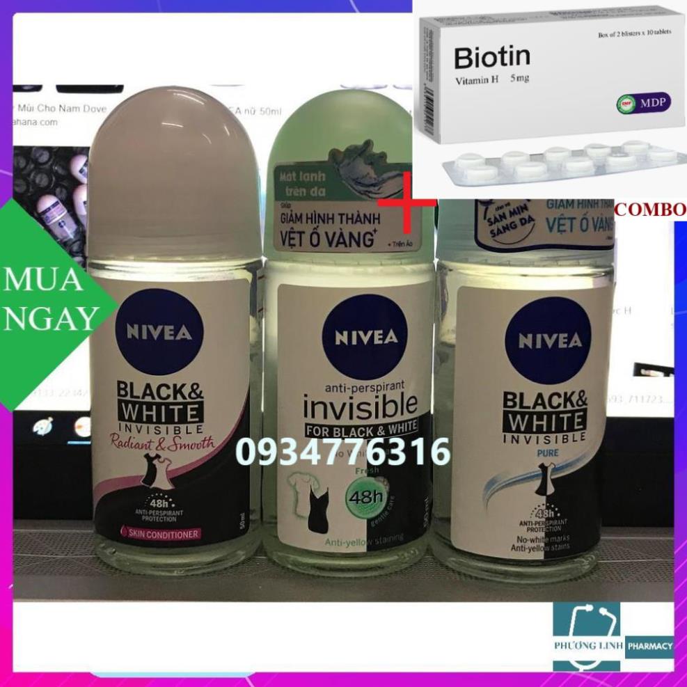 Combo Biotin 5mg+ LĂN NGĂN MÙI NIVEA NỮ