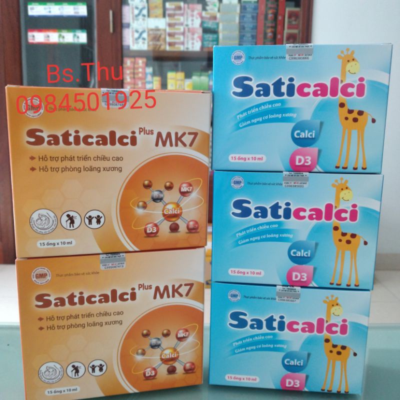Saticalci plus Mk7 D3K2 bổ sung calci, d3, mk7 hỗ trợ xương, răng chắc khỏe, cao lớn, Canxi Việt Đức chính hãng