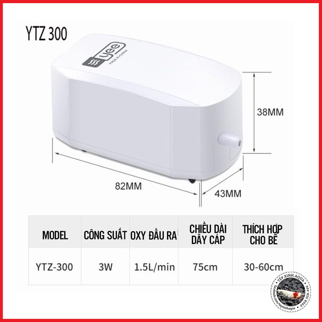 Sủi oxi siêu êm mini 1 vòi Yee dành cho bể thủy sinh