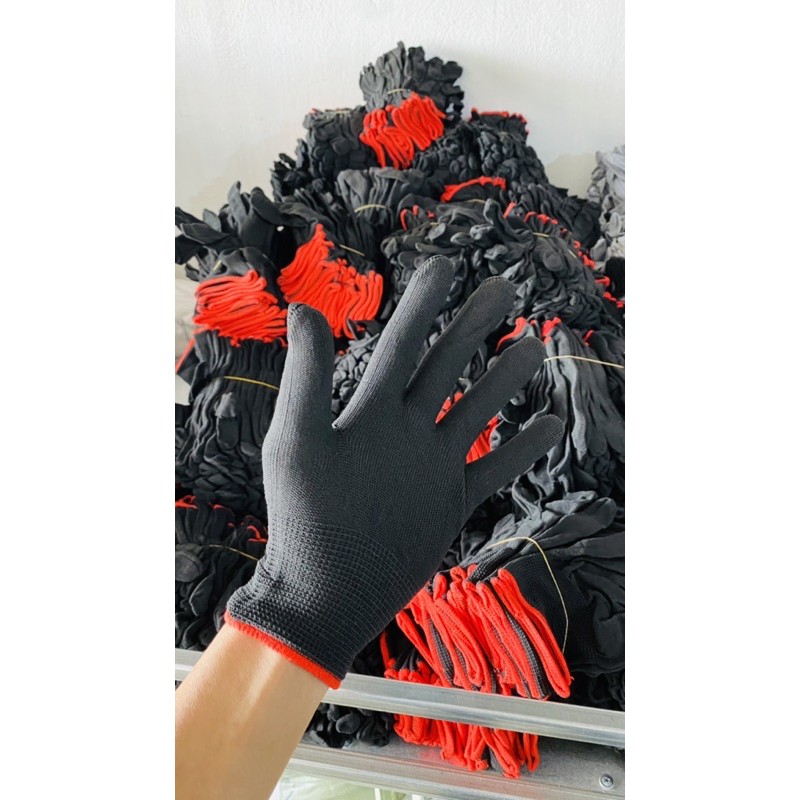găng tay mút xám hoặc đen lố 12 đôi