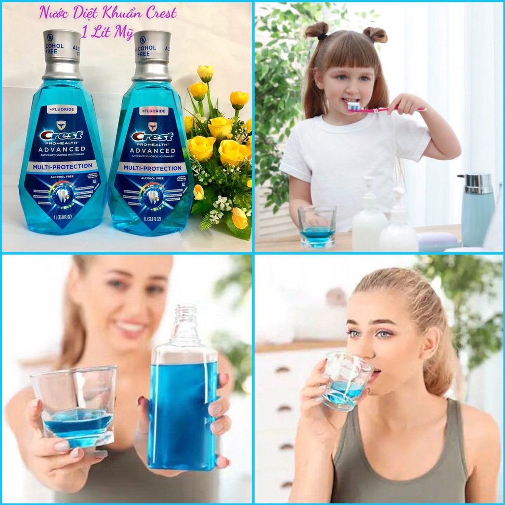 ❤️   Nước Xúc Miệng Trắng Răng Diệt Khuẩn Crest Pro Health Advanced 1 Lít Mỹ HỎA TỐC