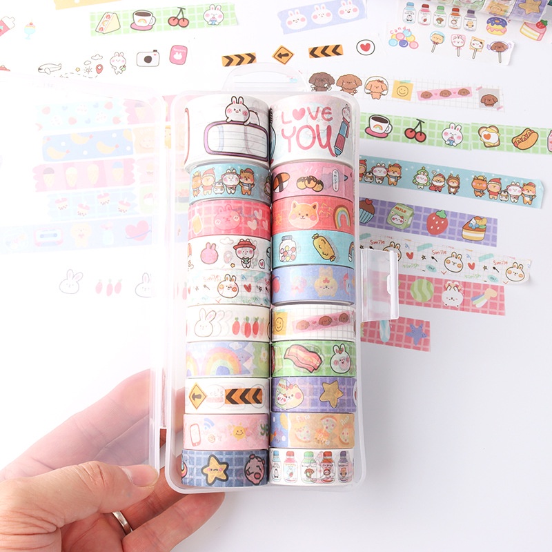 Zanmo Băng Keo Giấy Dính Washi Tape Gấu Thỏ Mèo Cún Trang Trí Xinh Xắn 5 Mét
