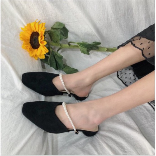 Sandal búp bê da lộn quai ngọc nữ tính G038