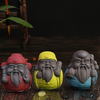 Bộ tượng Tam đa Phúc Lộc Thọ mini bằng gốm tử sa, tượng trang trí phong thủy bàn làm việc, bàn trà nhiều mẫu