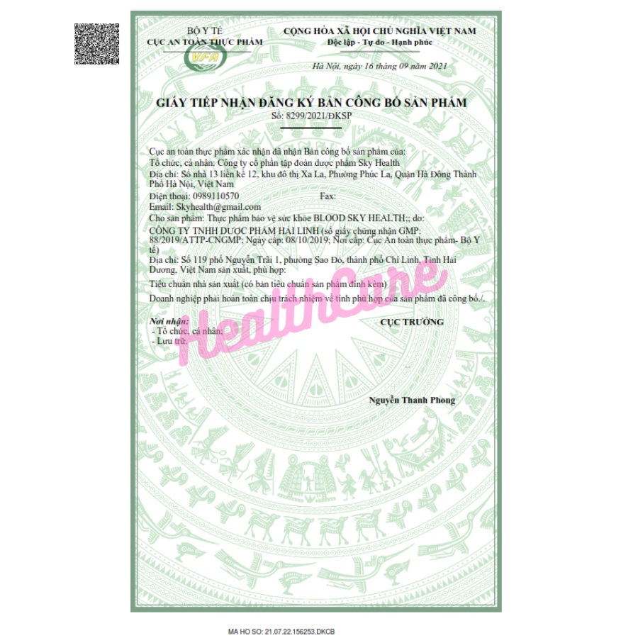 Bổ Sung Sắt, Axit Folic - Bổ Máu Blood Sky Health Giúp Cải Thiện Triệu Chứng Thiếu Máu