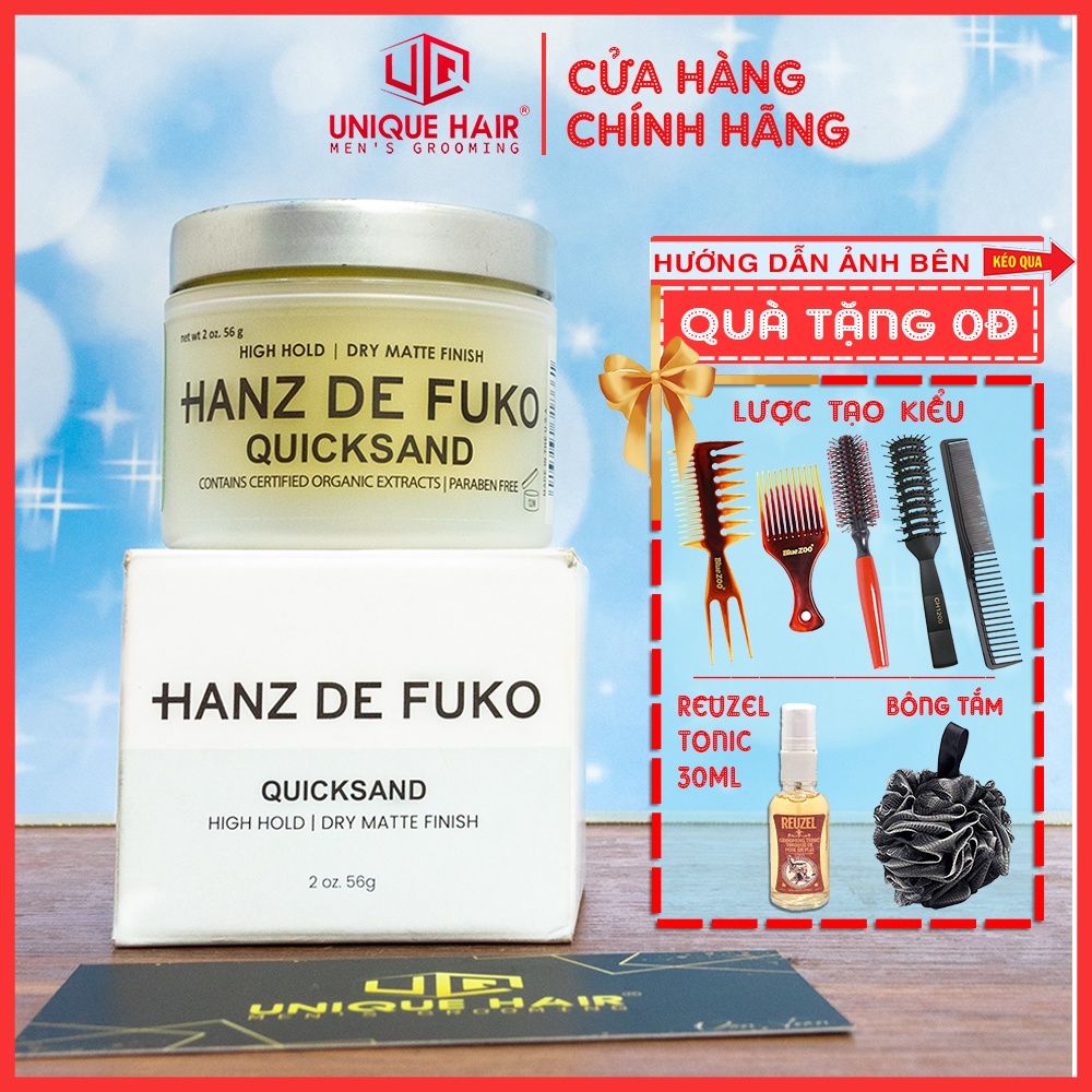 ✅[CHÍNH HÃNG STORE HÀ NỘI] Sáp vuốt tóc Hanz de fuko Quicksand + Tặng lược Chabao | RẺ VÔ ĐỊCH