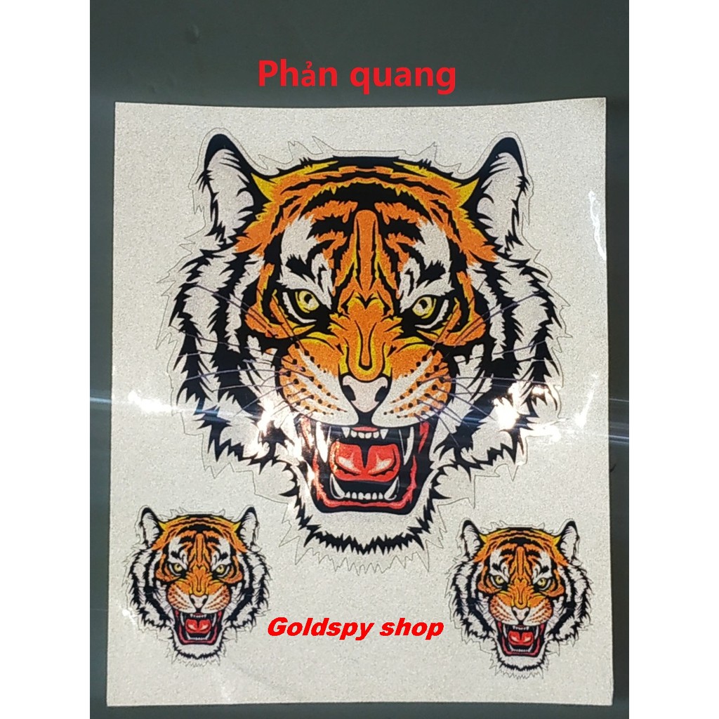 Tem đầu hổ phản quang dán trang trí xe máy ( giá 1 tấm gồm 3 cái )