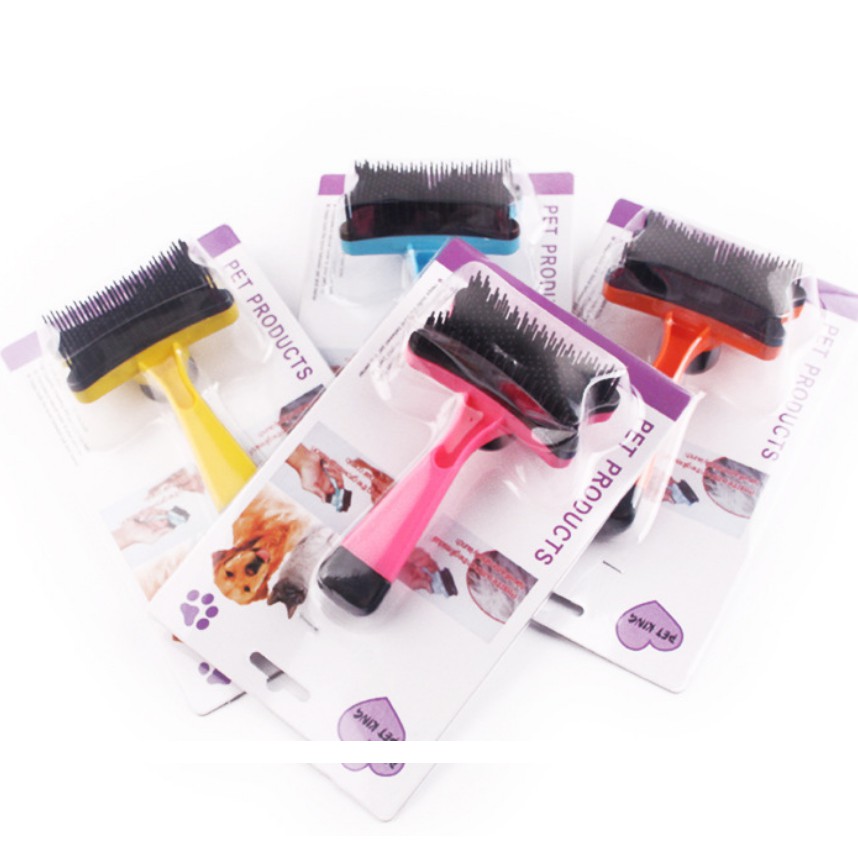 (BÁN SỈ) LƯỢC CHẢI LÔNG RỤNG CHÓ MÈO CÓ NÚT BẤM LẤY LÔNG  - LOVE PETS SHOP