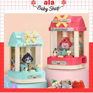 Đồ chơi máy gắp thú bông mini cho bé có đèn nhạc kèm gấu