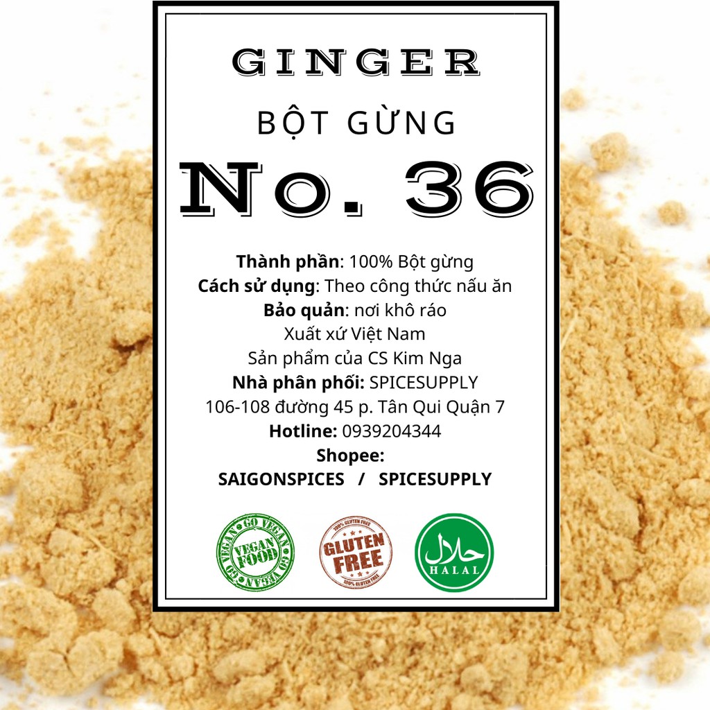 1KG Ginger powder Bột Gừng Sẻ nguyên chất không pha trộn Hũ 70g 500g