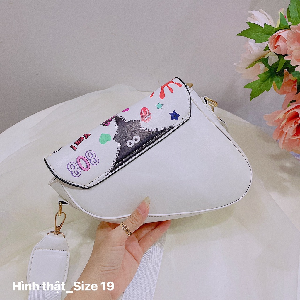 Túi yên ngựa đeo chéo xách tay đẹp in họa tiết thời trang dễ thương đi chơi giá rẻ DIOMI