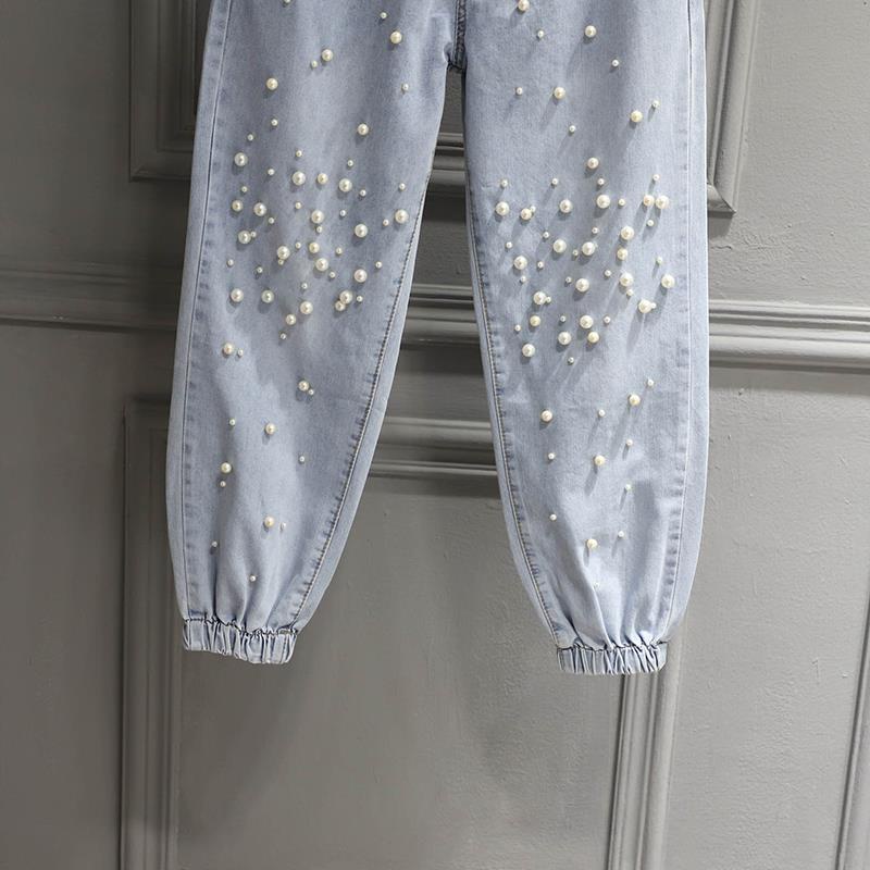 Quần Jeans Nữ Dài Lưng Cao Đính Hạt Thời Trang