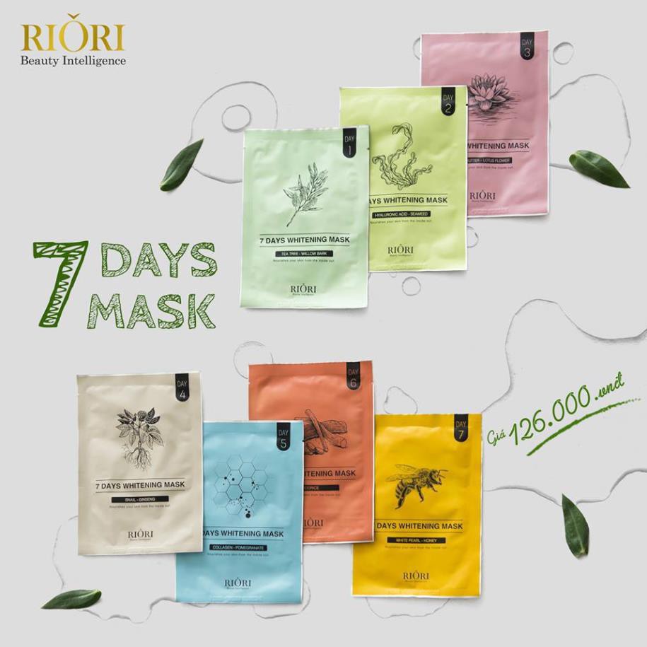 MẶT NẠ RIORI 7 DAYS WHITENING MASK - Bộ mặt nạ 7 ngày dưỡng da