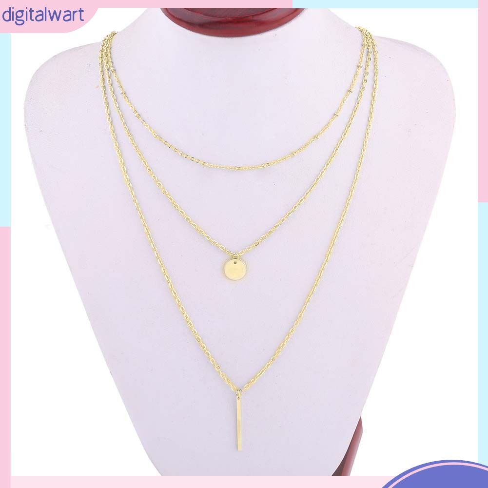 Dây Chuyền Hợp Kim 3 Tầng Mặt Tròn Thời Trang Cho Nữ