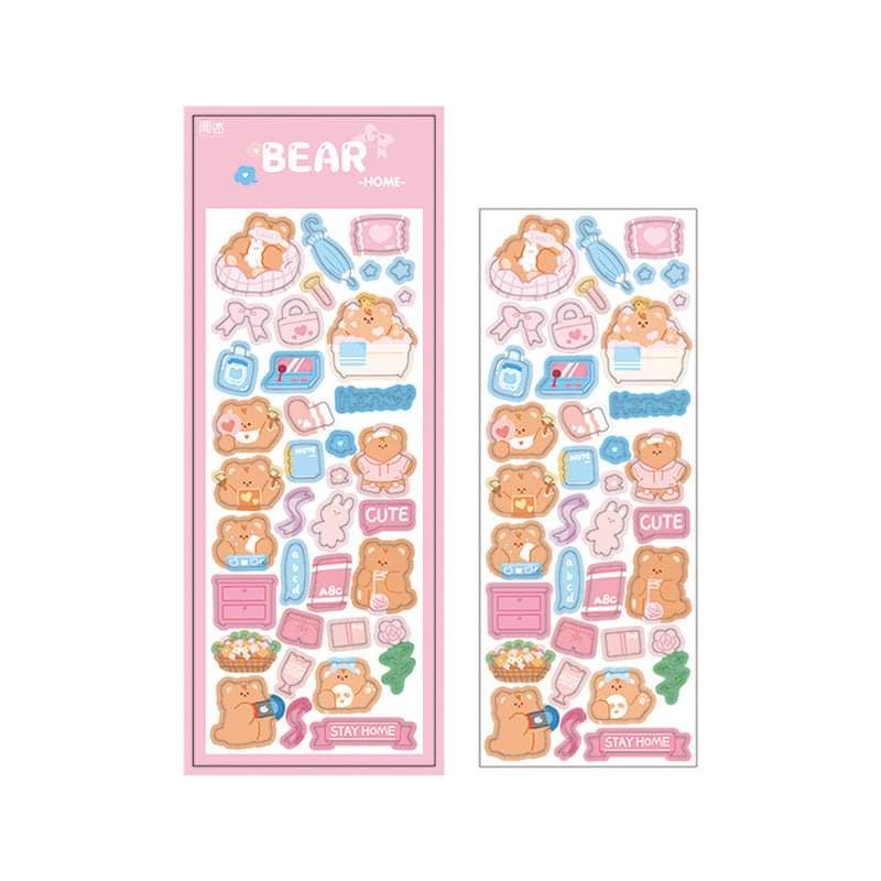 Hình dán gấu màu hồng cute 2 tấm