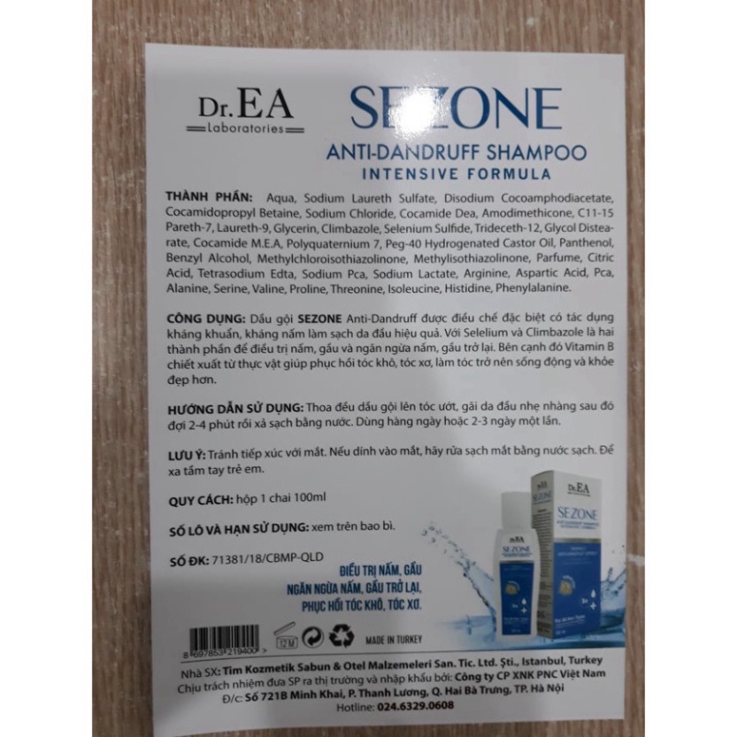 Dầu gội hết dầu hết ngứa nấm da đầu Dr EA Sezone dạng gel it tạo bọt lọ 100ml