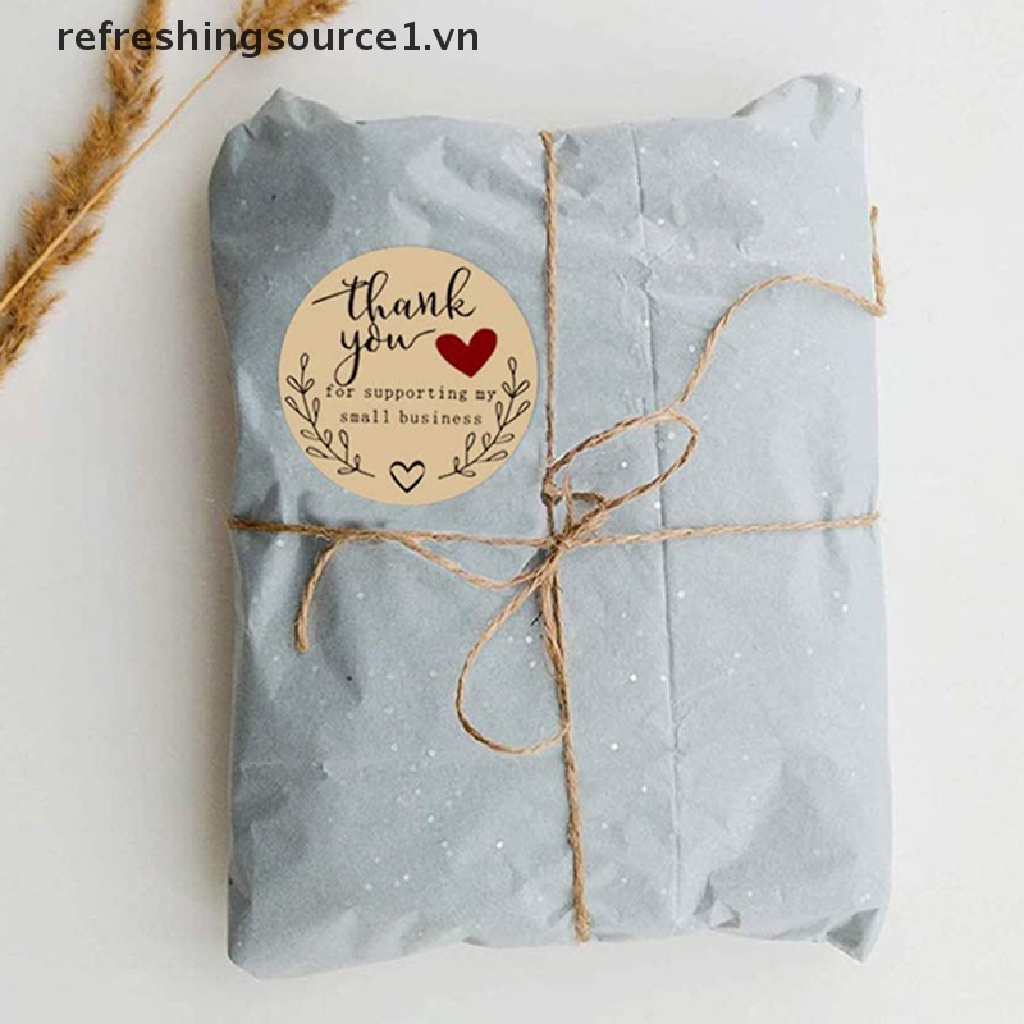 Bộ 500 miếng dán niêm phong hình tròn in chữ Thank You handmade bằng giấy kraft