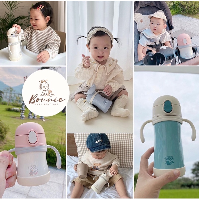 [Có sẵn]Bình tập uống nước giữ nhiệt Thermos Foogo 2 giai đoạn cho bé từ 6m+ (200ml/280ml)