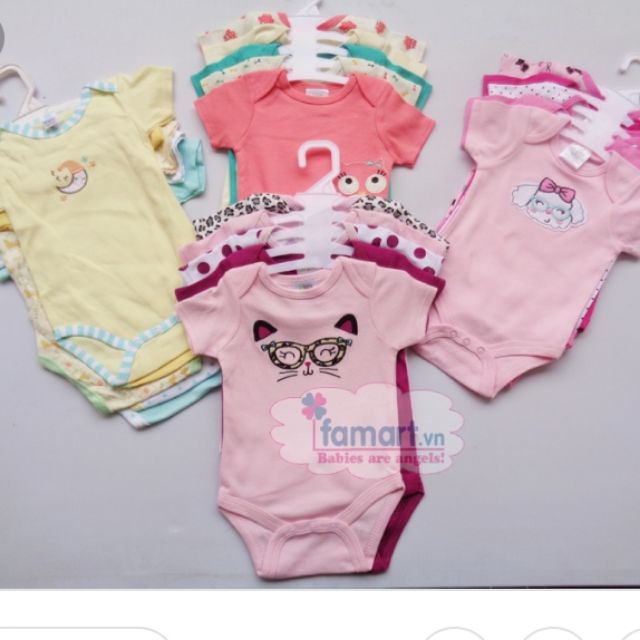 Set 5 bộ body bé gái dưới 3 tháng