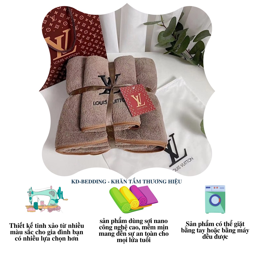 Bộ khăn tắm thương hiệu cao cấp nhập khẩu, Khăn mặt dày dặn KD BEDDING chính hãng tặng kèm túi