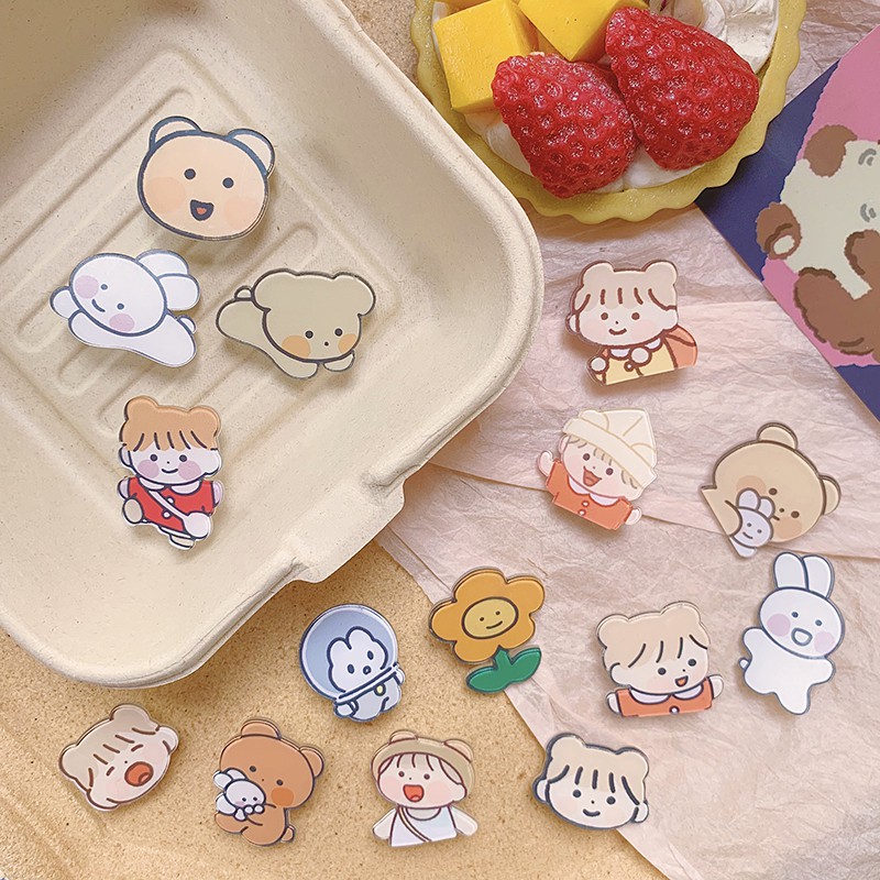 Bộ 3 Huy Hiệu Cài Áo Kiểu Hoạt Hình Đáng Yêu