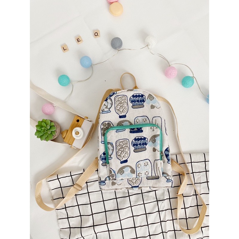 Balo mini vải bố hoạ tiết siêu cưng