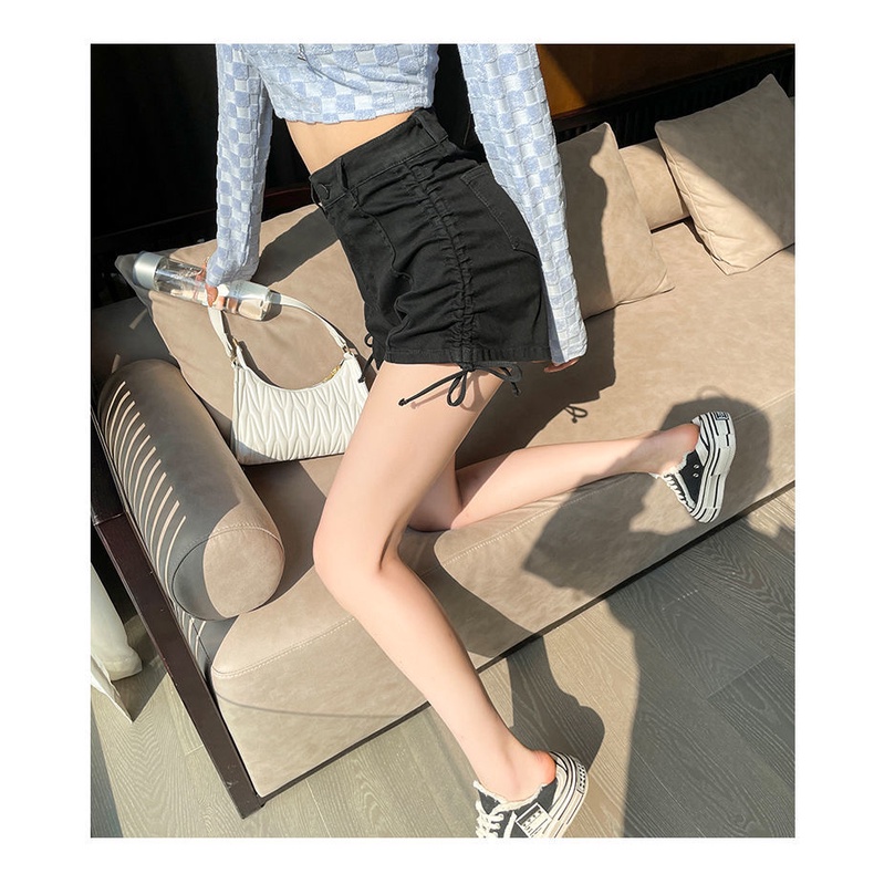 Quần Short Denim Lưng Cao Ống Rộng Thời Trang Dành Cho Nữ