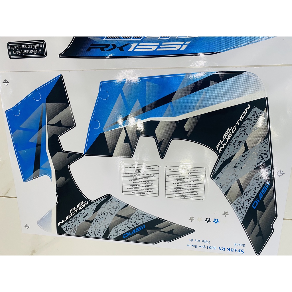 Nguyên bộ tem rời zin thái dán xe máy exciter Spark RX 135i màu xanh dương bao đẹp