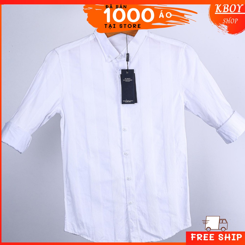 Áo sơ mi Sọc dọc cao cấp - Màu trắng lịch lãm, Hàng quãng châu cao cấp.Thấm hút,co giãn tối ưu / Bigsize đến 90kg-398(T) | BigBuy360 - bigbuy360.vn