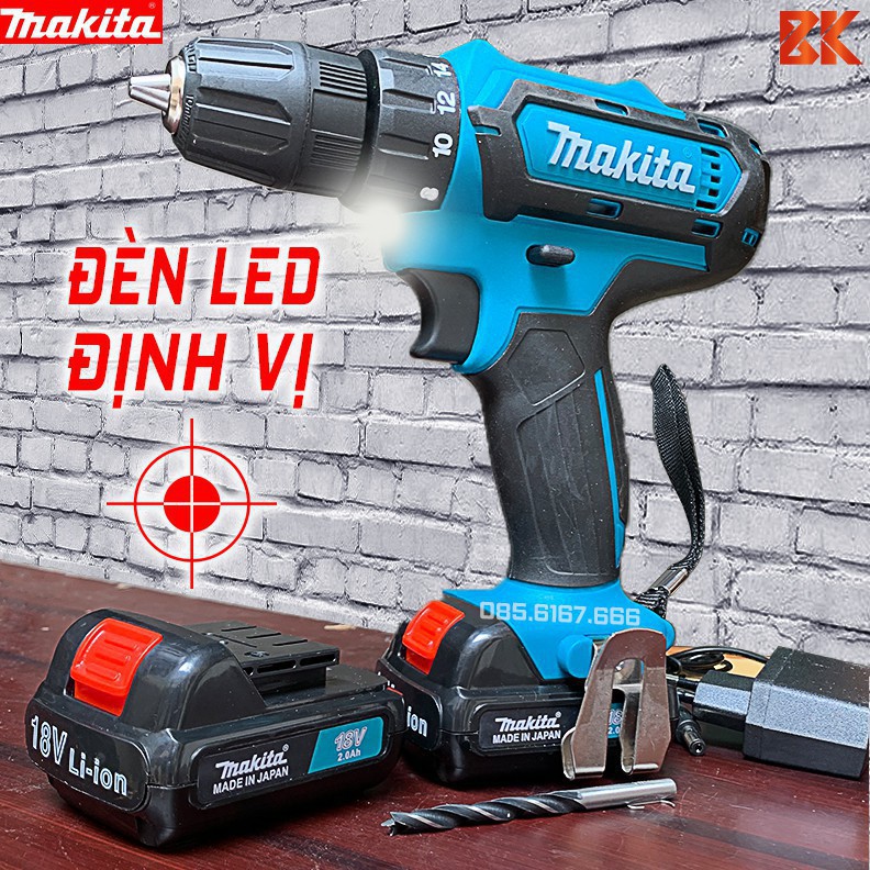 (FREESHIP) Máy khoan dùng Pin MAKITA 18V -  - Pin 2Ah - Máy bắn vít, vặn vít - 100% Lõi Đồng