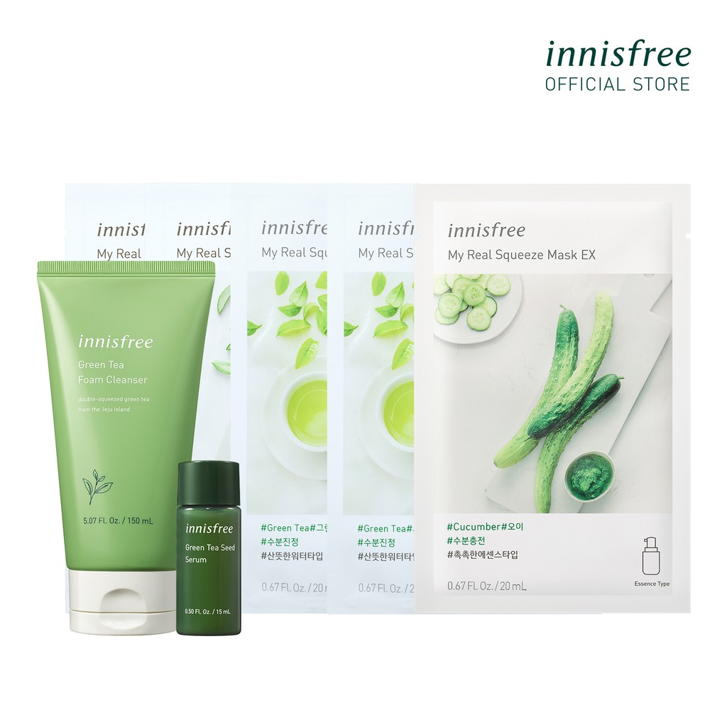 [Mã FMCGMALL giảm 8% đơn 250K] Bộ sản phẩm chăm sóc dưỡng ẩm innisfree Green Tea Set