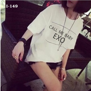I-149 áo thun tay lỡ form rộng màu trắng call me baby exo