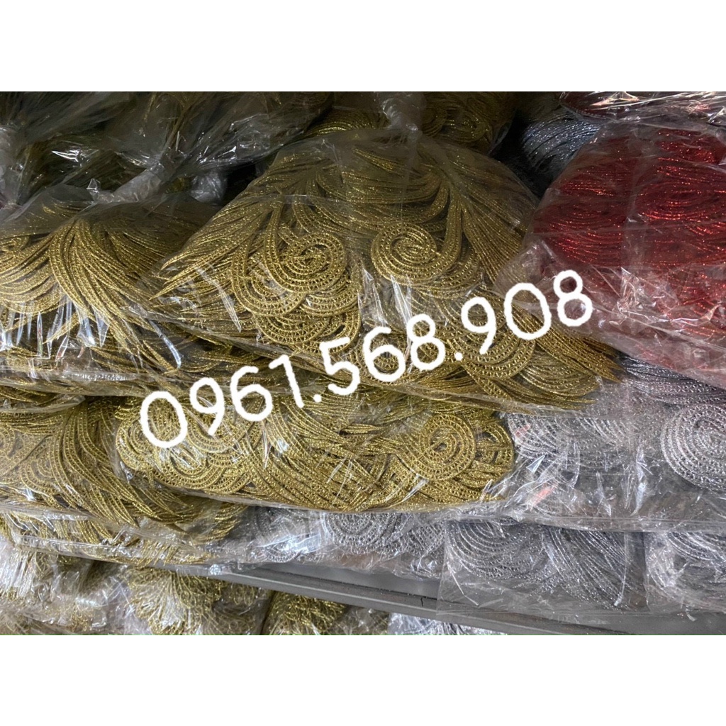 Lá đuôi phượng  phủ nhũ, kim tuyến làm oản tài lộc, tháp nước, tháp bánh | Phụ kiện trang trí