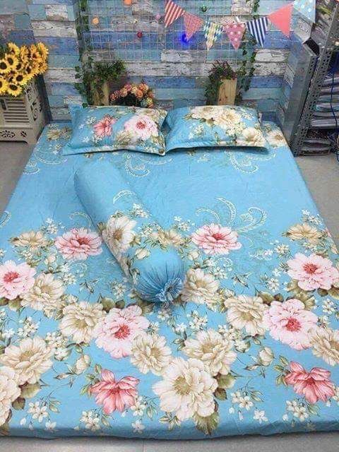 Bộ  ga 5 món  (MẪU  hoa trà  xanh ♥️)