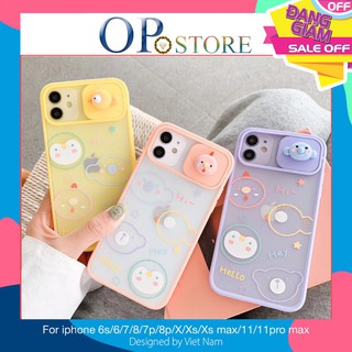 Ốp iphone - ốp lưng viền nhám che cam 3D hình thú hi hey iphone 6/7/8/6plus/6splus/7pl/8pl/x/xs/xsmax/11/11prmax-A1-2-3D