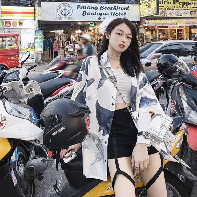 Sơ mi 3D nam nữ unisex dưới 75kg - Cá mập 2 màu[ảnh thật]