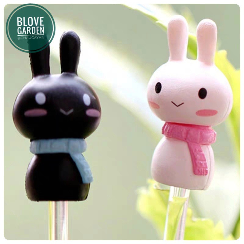 Tiểu cảnh - Đôi thỏ dễ thương làm tiểu cảnh trang trí chậu cây, terrarium sen đá xương rồng