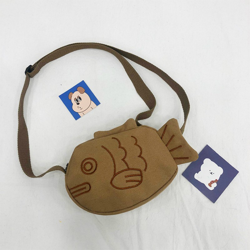 Túi đeo chéo canvas hình bánh cá Taiyaki Korean Style Hàn Quốc