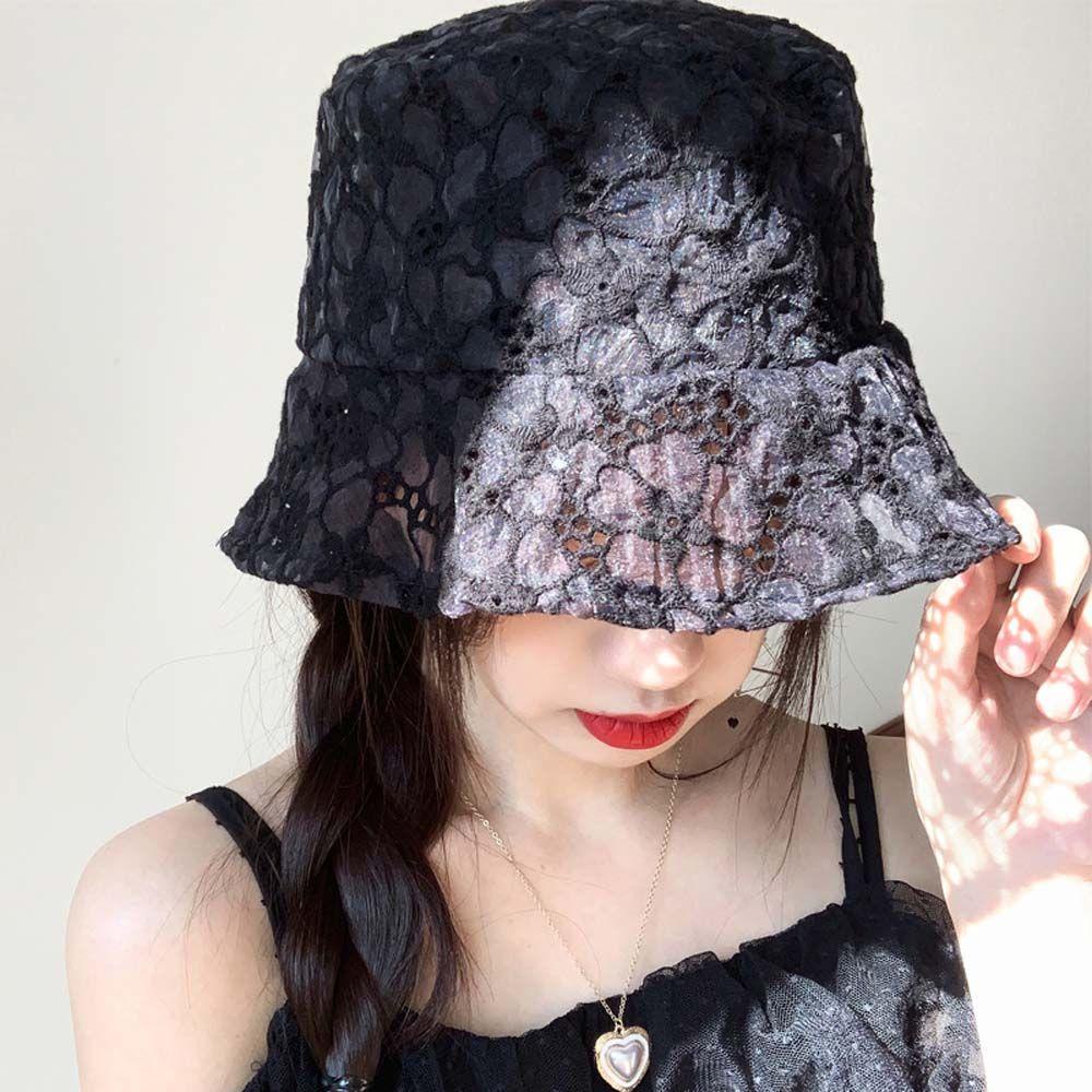 Nón Tai Bèo Phối Ren Lưới Màu Sắc Ngọt Ngào Phong Cách Hàn Quốc Cho Nữ