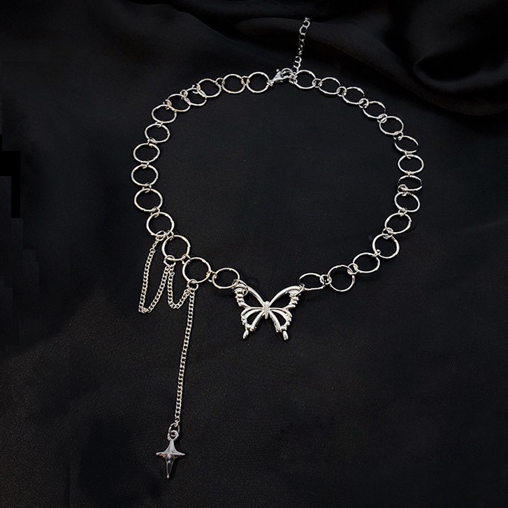 Vòng Cổ Choker Kim Loại Hình Bướm Phong Cách Hip Hop Cá Tính Thời Trang