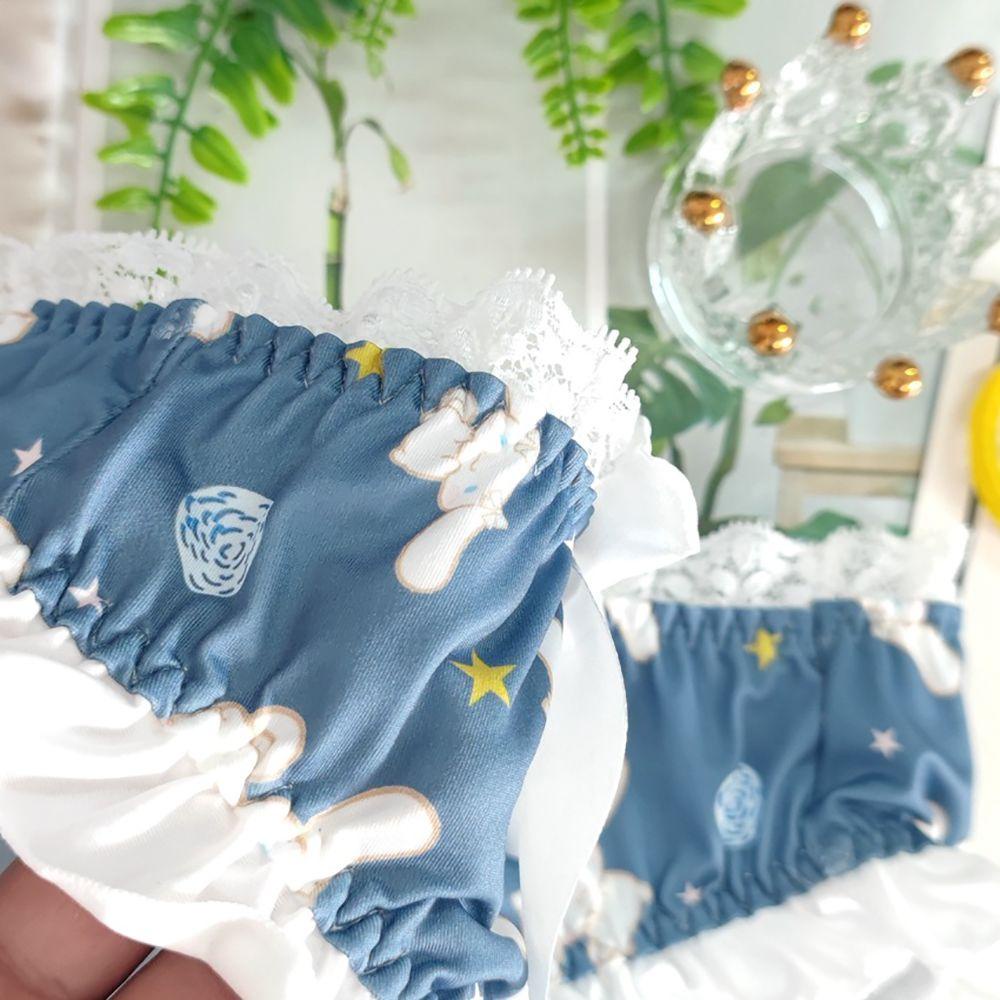 Quần Lót Cotton Lưng Thấp Phối Bèo Đính Nơ Họa Tiết Hoạt Hình Dễ Thương Phong Cách Nhật Bản